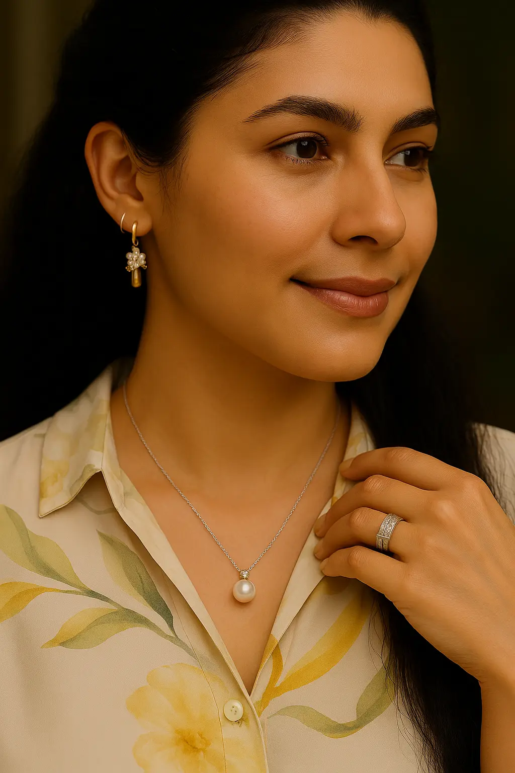 girl wearing stunning jewellery necklace
